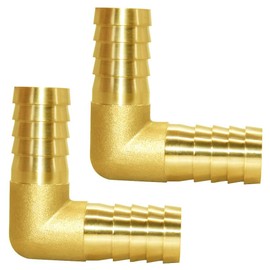Joywayus 3/4" Hose ID/Hose Barb 90 Degree L Right Angle Elbow Union Brass Fitting Water/Fuel/Air (Pack of 2)