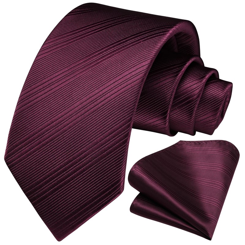 Hisdern Tie for Men, Wedding Tie with Pocket, Square, Classic,