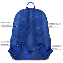 Octsky Medium Toddler Backpack for School Girls and Boys Kindergarten Elementary Kids Backpack 15" tall Spider Blue