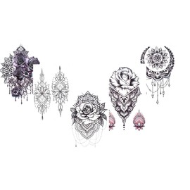 Roses Tattoos Mandala Tattoos Set of 5 Fake Tattoos Roses 5
