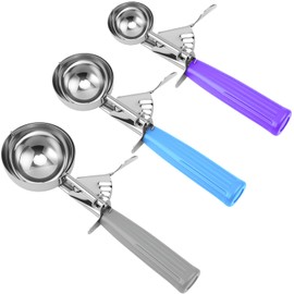 JUNADAEL J Ice Cream Scoop, Cookie Scoop Set, Incluede 1.2 OZ/ 2 OZ/ 4 OZ Scoop, Portion Control For Cookie Dough, Ice Cream, Cupcake, Muffin, Mashed Potatoes, Side Dish, Pancake