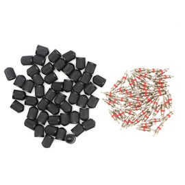 Accretion 50 Pcs Schrader Tire Valve Core / 50 Pcs Black Plastic Tire Valve Stem Caps, Universal for Most Models of Cars, Trucks, Motorcycles and Bicycles