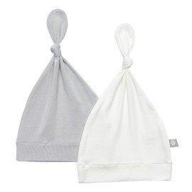 KYTE BABY Rayon Made from Bamboo Baby Beanie Hats Soft Knotted Caps - 2 Pack (Newborn, Storm/Cloud)