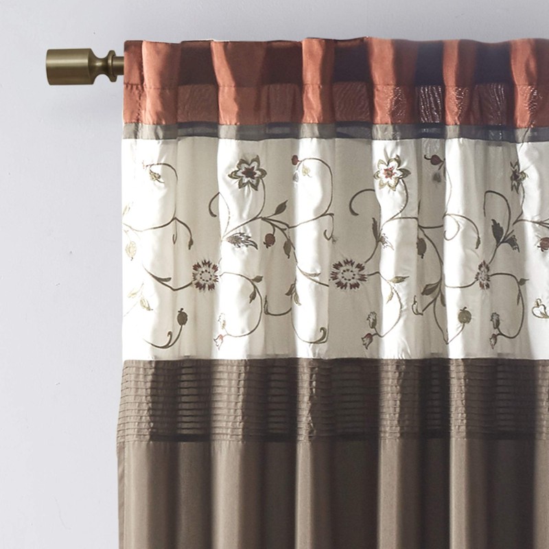 Madison Park Serene Embroidered Light Filtering Treatment Curtain Rod Pocket/Back
