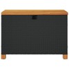 vidaXL Black Poly Rattan Patio Storage Box with Acacia Wood