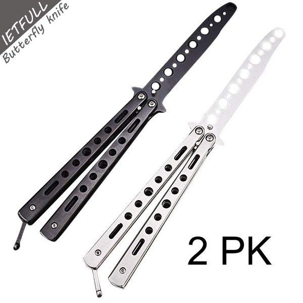IETFULL Butterfly Knifes Butterfly Practice Knife Trainning Practice Comb Unsharpened Blade for Practicing Flipping Tricks 2Pcs