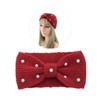 COLLBATH Knit Woolen Pearl Bowknot Headband for Women Winter Crochet