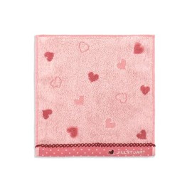 JILL STUART Candy Dot Towel Handkerchief, Pink, Heart, Full Feed Cotton, 58-1700060, Approx. 7.9 x 7.9 inches (20 x 20 cm)