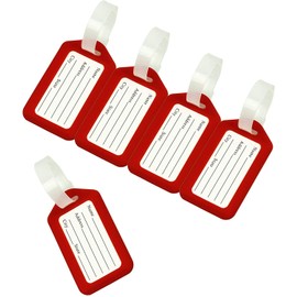 Red Luggage Suitcase ID Address Plastic Travel Tag (Pack of 10)