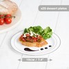 MATANA 25 Premium White Plastic Dessert Plates with Silver Rim,