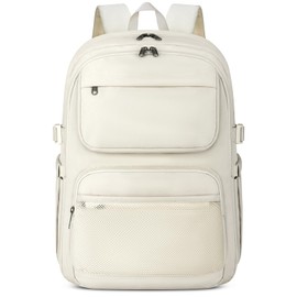 NUBILY Mochila para Laptop 15.6 Pulgadas,Mochila de Viaje para Computadora Portátil,Mochilas para Mujer Hombre para Trabajo,Estudios,Viajes,Negocios,Mochila Juvenil Impermeable y Gran Capacidad Beige