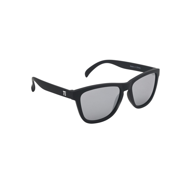 T3 Shades Classic Polarized Sunglasses, UV400 Protection, Black (Silver Lens)