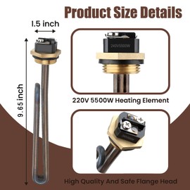 Dgqtrx Titanium 2pcs HE 55220 Water Heating Element Replacement for ECO POU 6, ECO 8, ECO 11 Tankless Electric Water Heaters,5.5 kW 220 V or 6 kW 240 V (2 pcs)