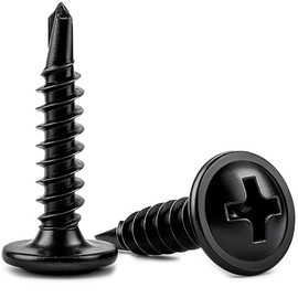 4.2mm x 13mm (Pack of 50) Black Self Drilling Phillips Wafer Head Screws Steel Self Tapping Screws for Metal Sheets Roofing Windows - M11A 4.2x13_50