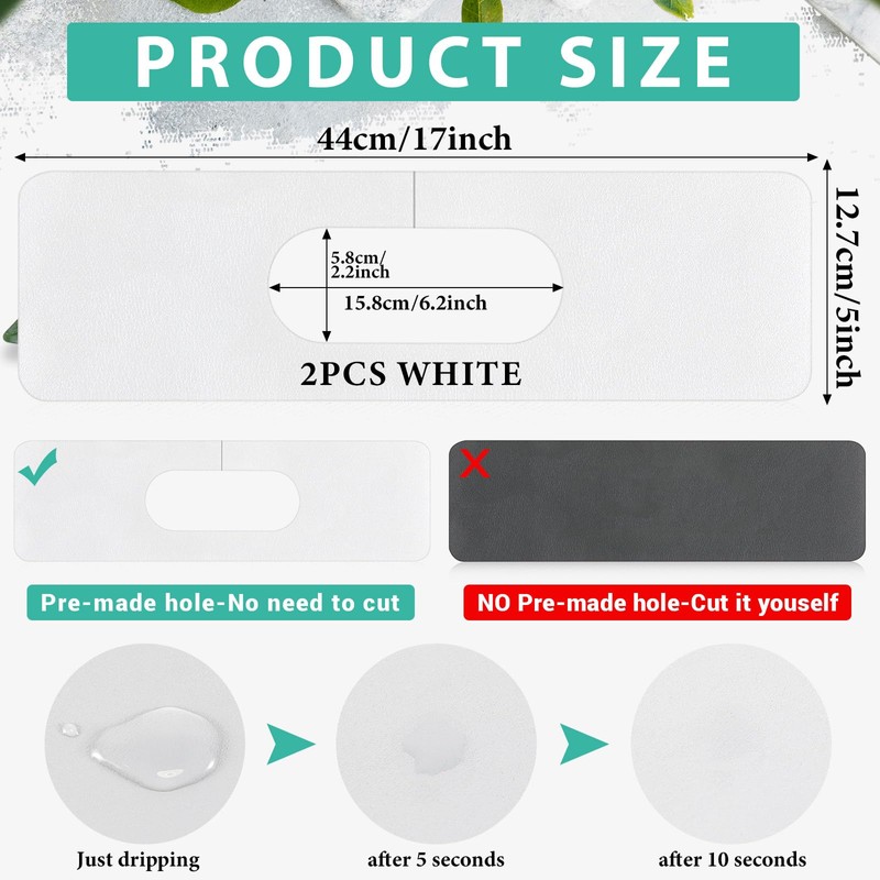 Tioncy 2 Pcs Faucet Mat Sink Splash Guard Oval-hole Oval