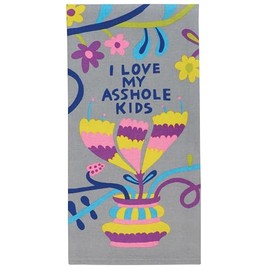 Blue Q Dish Towel ~ I Love My Kids. 100% Cotton, Printed, Vibrant Colors, 28" x 21"