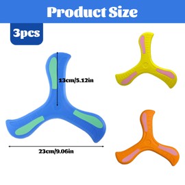 3PCS Boomerang, Frisbee for Kids, 23cm Outdoor Flying Disc Toy, EVA Boomerangs in Orange, Yellow, and Blue, Ideal for Beach Outings, Family Gatherings, and Outdoor Games