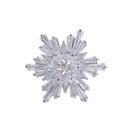 OKA Clear Austrian Crystal Winter Snowflake Brooch Pin, Elegant White Crystal Brooch Pins for Women