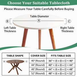 Eiuflka Round Fitted Tablecloth with Elastic Tropical Palm Leaves Outdoor Tablecloth Round Table Cover Waterproof Tablecloth for Kitchen Party Picnic Fits 40-44" Diameter Round Tables