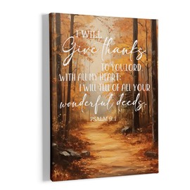 HIWX Fall Christian Wall Decor, Autumn Nature Forest Thanksgiving Bible Verse Framed Canvas Painting Wall Art Decor, Rustic Fall Wall Art Home Decoration for Bedroom Living Room Church, 11x14
