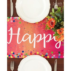 Letjolt Rainbow Polka Dot Birthday Table Runner 12x72 Inches
