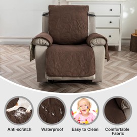 Genina Waterproof Recliner Chair Covers, Recliner Couch Cover for Dogs, Washable Antislip Reclining Chair Cover Furniture Protector, Sofa Slipcover for Living Room(28inch/Chocolate)