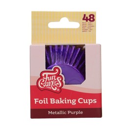 FunCakes Tazze da Forno Lamina Viola Metallico pk/48, Pirottini per Muffin Cupcake Pirottini in Carta Stagnola Colore Metallizzato, 48 Pezzi