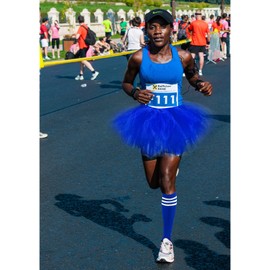 Adult Tutu Skirt 5 Layered Tulle Tutu Skirt Princess Runners Costumes Tube Socks for Women (Dark Blue)
