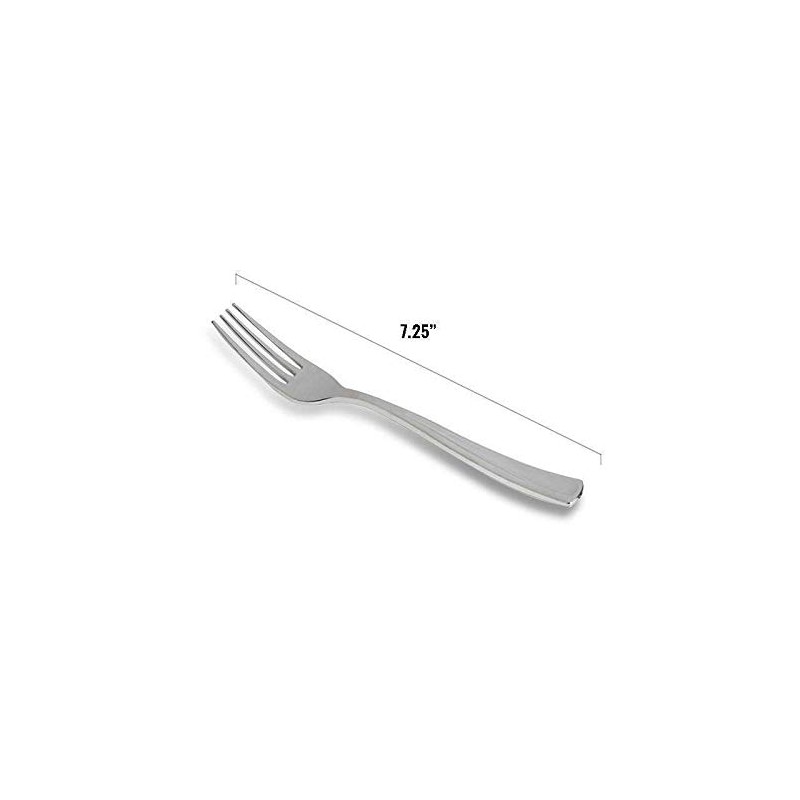 Kaya Shiny Metallic Silver Plastic Disposable Forks (24 Count) -