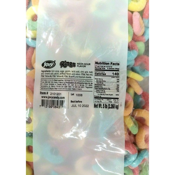 Jovy Gummy Neon Rings 5 Bag
