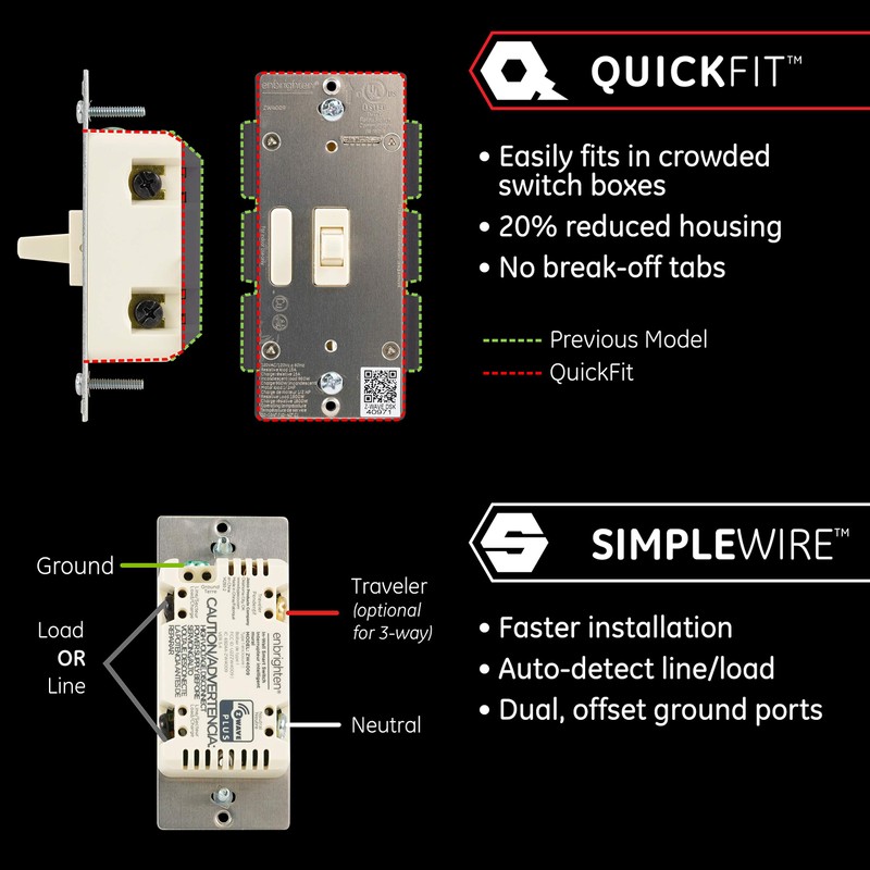 Enbrighten Almond Z-Wave Plus Smart Light Switch with QuickFit and