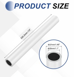 sourcing map 6063 Aluminum Tubing Round Tube 1.46"(37mm) OD x 1.1"(28mm) ID 13"(330.2mm) Length Metal Straight Pipe for Industrial, DIY Craft, Furniture, Decoration, Silver
