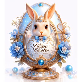 GOUOYANA Diamond Art Kits for Adults, Rabbit Easter Egg 5D Diamond Painting Kits for Beginner DIY Gem Art Full Drill Diamond Dots Crystal Craft Kits for Home Wall Decor Gifts 14x14inch