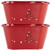 Fyne-Finds Set of 2 Red Tin Pail Trough Planter Pot
