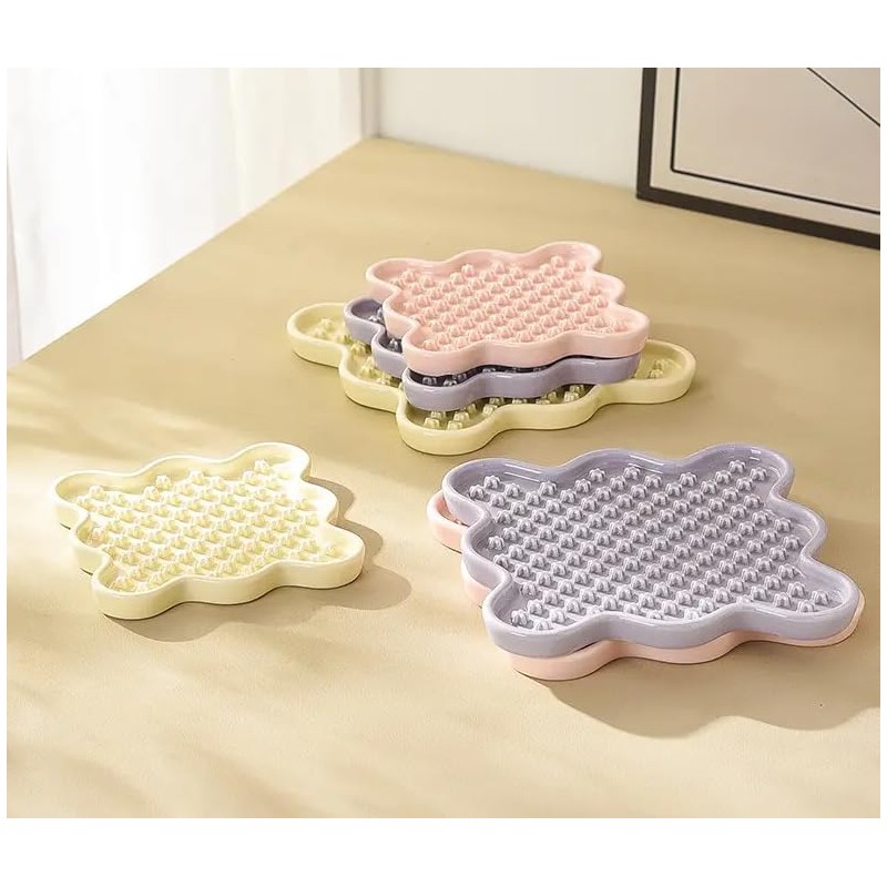 Fussy Cat Ceramic 'Lick Mat' Cat Slow Puzzle Feeder Bowl.