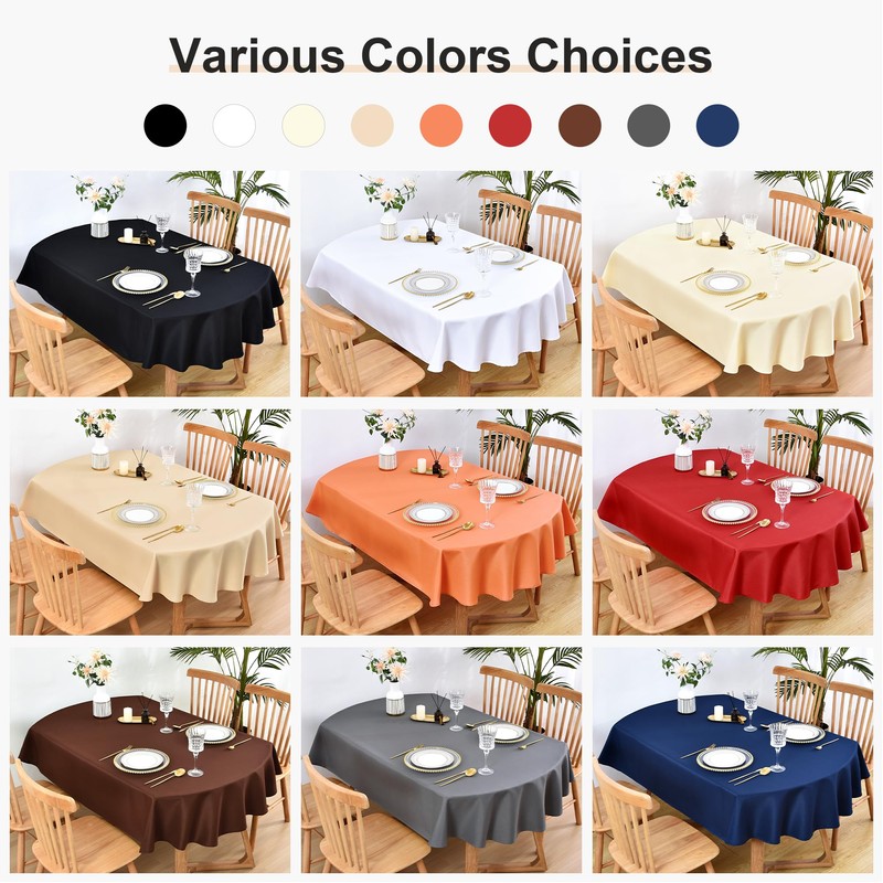 Wolkemer Oval Tablecloth 52 x 70 Inch Washable Fabric Table