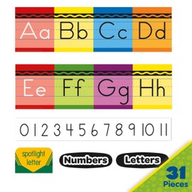 Eureka 847818 Crayola Crayons Mini Alphabet Bulletin Board Set for Teachers and Classrooms, Multicolor, 31pcs