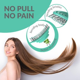 marQus Organic Hair Brush without Pulling with Unique Double Spiral Spring and More Bristles for Optimal Pressure Distribution and Care, Detangling Brush for All Hair Types, Pack of 1, Aqua Blue