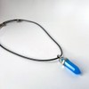 VIE Double Point Pencil Pendant, Black String, Aqua Aura Quartz