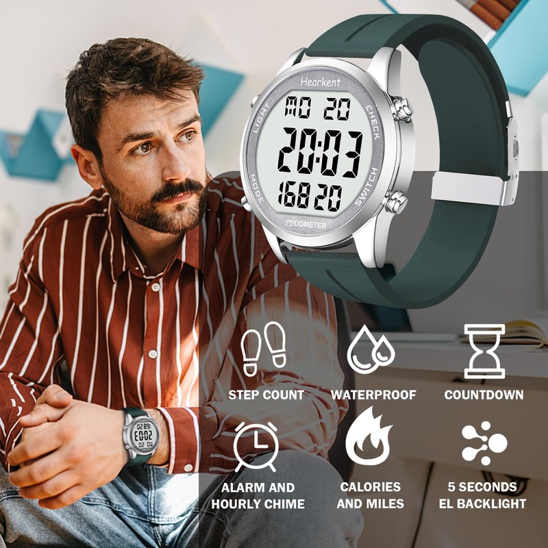 Pedometer Watch for Walking for Senior Non Bluetooth No App
