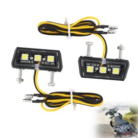Anrbb 2 Stück LED Kennzeichenbeleuchtung Motorrad 12V, Weißes Rücklicht mit 3 Superhellen SMD LEDs, Mini Design Wasserdicht Stoßfest, Motorrad Kennzeichenbeleuchtung, Universal für Roller, Quad