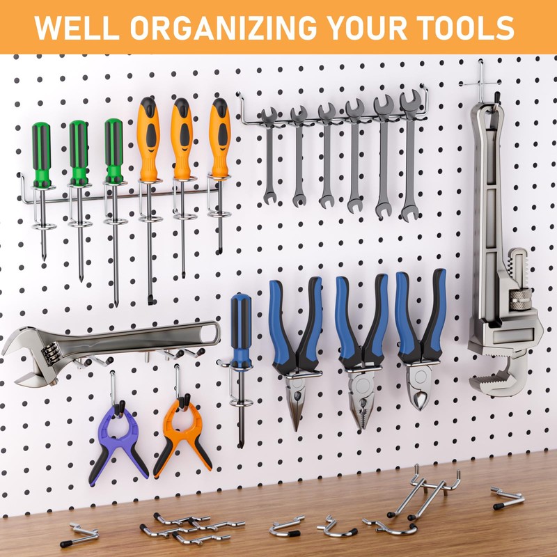 INCLY 176PCS Extra Thick Pegboard Hooks, 1/4" Heavy Duty Metal