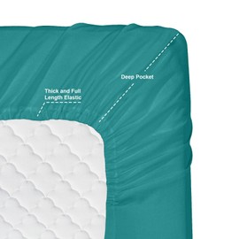 Hearth & Harbor 4 Piece Bed Sheet Set - Luxury Soft Double Brushed Microfiber - Deep Pockets, Hypoallergenic, Queen Size, Teal