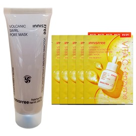 Innisfree Volcanic Pore Dual Mask 110g+Vitamin C Serum Gel Mask (25mL) 5 sheets / 이니스프리 화산송이 모공 듀얼 마스크110g+비타민C 세럼 겔 마스크 (25mL) 5매
