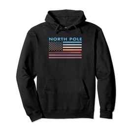 Vintage Sunset American Flag North Pole, OK Pullover Hoodie