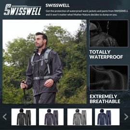 SWISSWELL Men Women Rain Suit Waterproof Lightweight Hooded Raincoat Jacket and Pants for Golf, Hiking, Travel