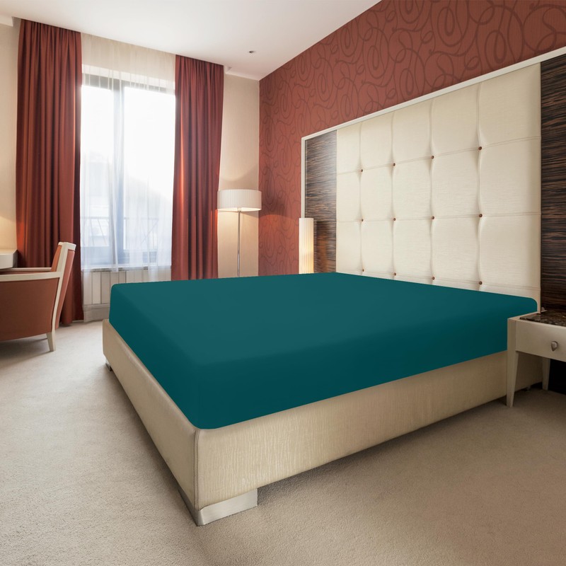 Utopia Bedding Fitted Sheet King, Teal - Deep Pocket 14