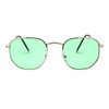 Vintage Square Gold Thin Metal Frame Sunglasses Green Lens UV