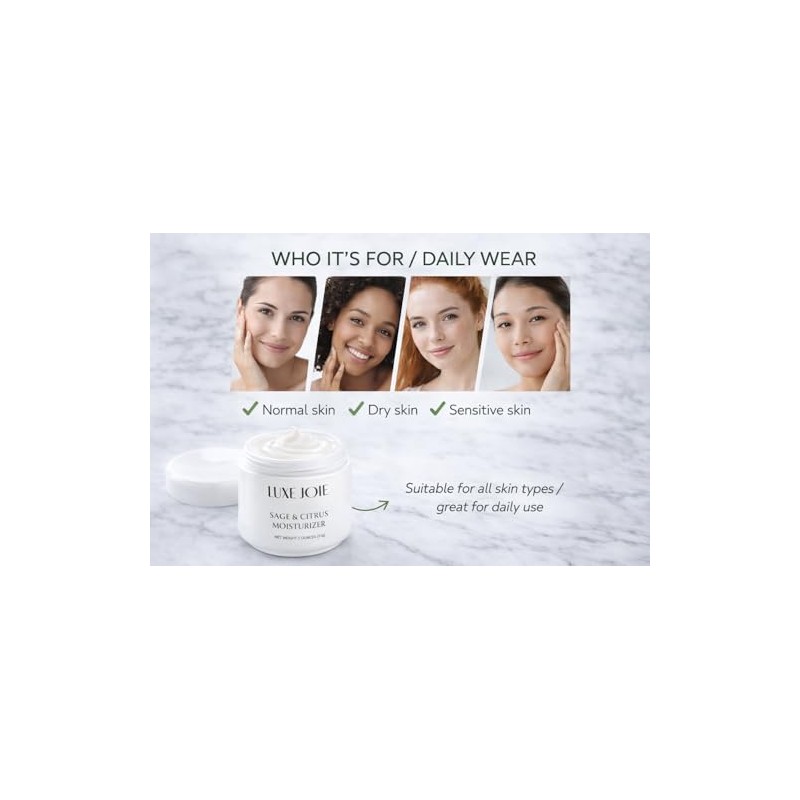 LuxeJoie Sage & Citrus Moisturizer 2 oz Natural Face Cream