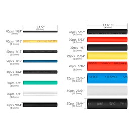 Ginsco 580 pcs 2:1 Heat Shrink Tubing Kit 6 Colors 11 Sizes Assorted Sleeving Tube Wrap Cable Wire Kit for DIY